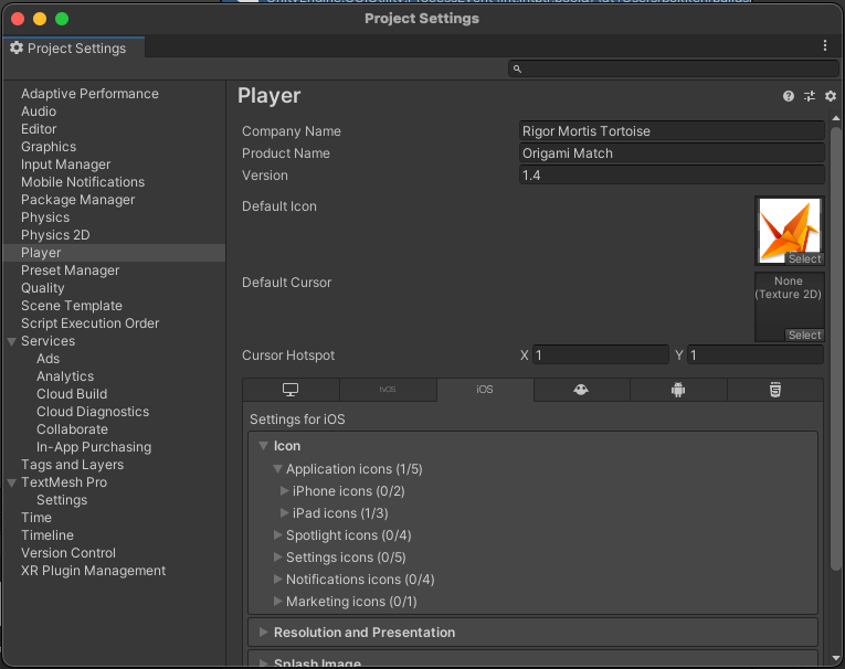Unity iOS App Settings